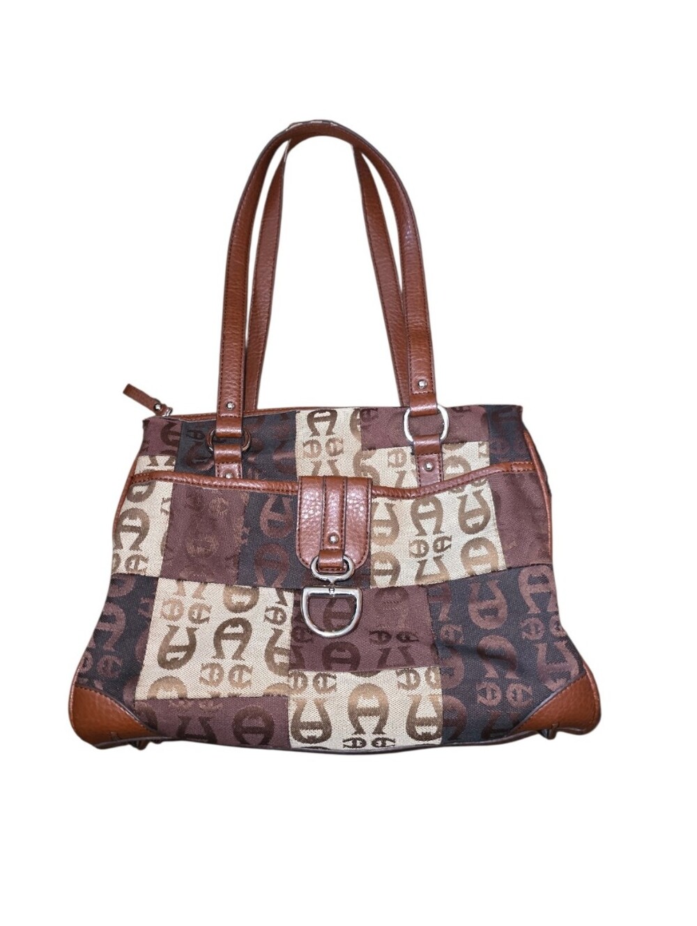 Vintage Etienne Aigner Shoulder Bag Purse Brown All Over Print
